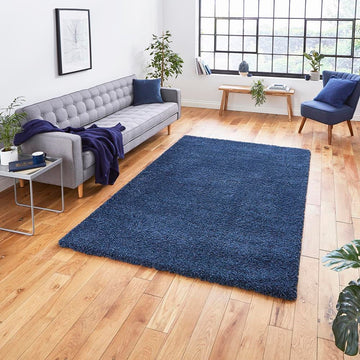 Dark Blue Super Soft Shaggy Luxury Floor Rug 5cm Long Pile